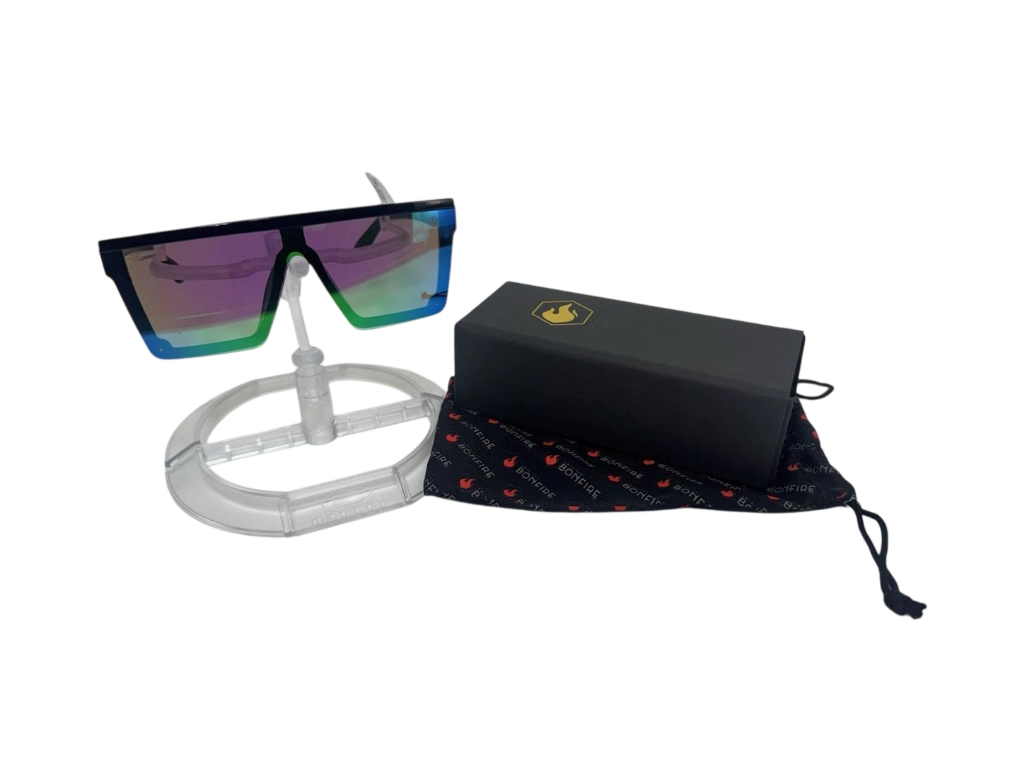 American Bonfire Kerosene Sunglasses Black Blue Green Mirror Oversized Shield