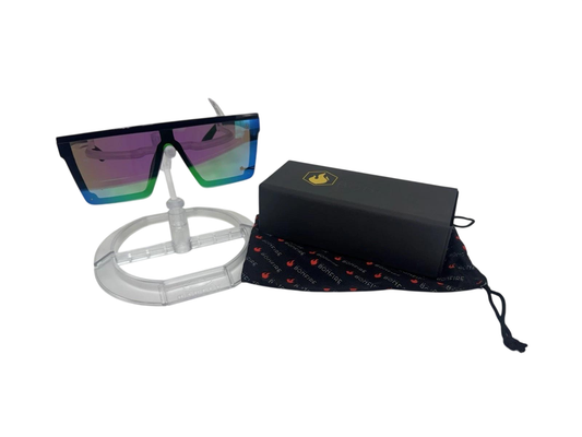American Bonfire Kerosene Sunglasses Black Blue Green Mirror Oversized Shield