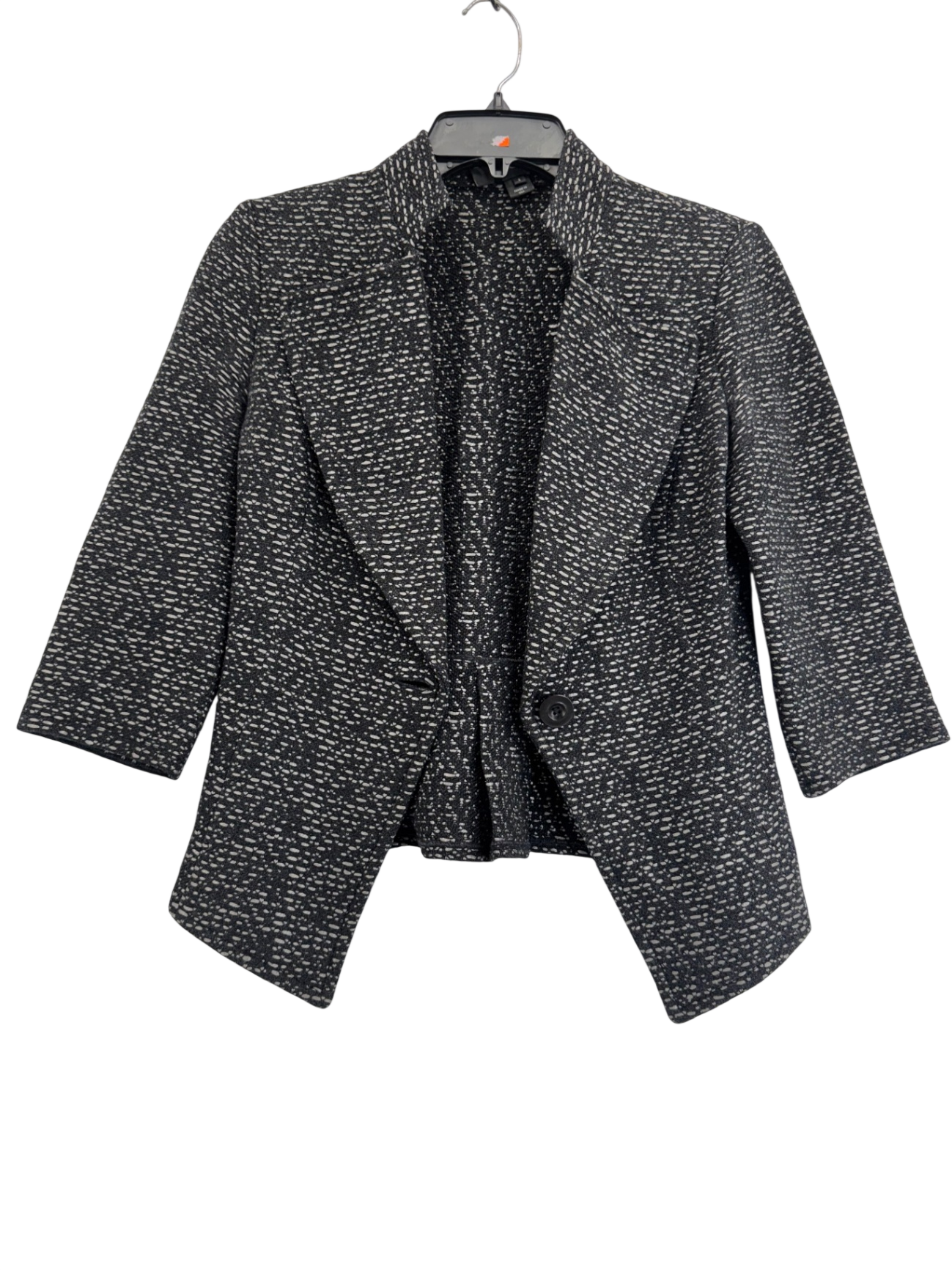 St. John Black Tweed Blazer Jacket 3/4 Sleeve Size 2