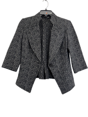 St. John Black Tweed Blazer Jacket 3/4 Sleeve Size 2
