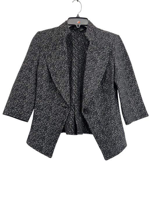 St. John Black Tweed Blazer Jacket 3/4 Sleeve Size 2