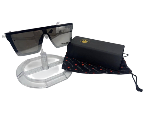 American Bonfire Kerosene Sunglasses Black Mirror Oversized Shield