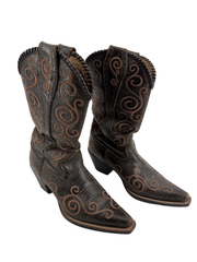 Ariat Womens Brown Scroll Embroidered Pointed Toe Boots SIZE 7.5