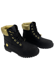 Timberland Heritage 6-Inch Waterproof Boots Black Nubuck w/ Gold Accents Sz 8