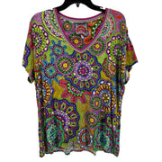 Johnny Was Janie Favorite Short Sleeve V‑Neck Tee Sz XL