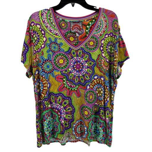 Johnny Was Janie Favorite Short Sleeve V‑Neck Tee Sz XL