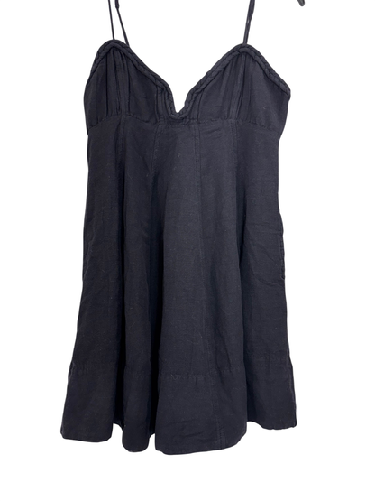 Free People Black Linen Rope Trim Dress Sz XS