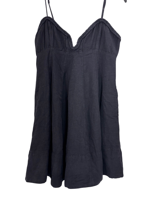 Free People Black Linen Rope Trim Dress Sz XS