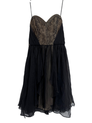 ABS Allen Schwartz Black w/ Nude Lace Strapless Sz Medium