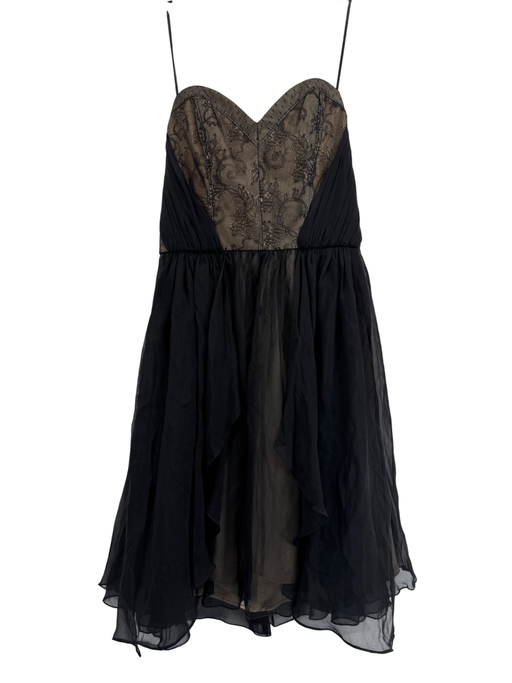 ABS Allen Schwartz Black w/ Nude Lace Strapless Sz Medium