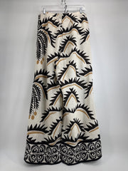 H&M Cream Tropical Palm Pattern Wide Leg Pants