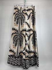 H&M Cream Tropical Palm Pattern Wide Leg Pants