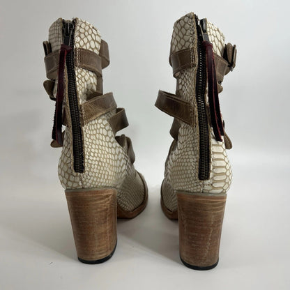 Freebird Bond Gladiator Snakeskin Leather White 10 Women Shoes Heels