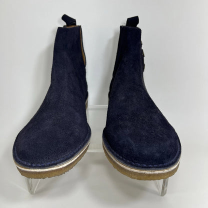 Heirloom NYC Men’s Navy Suede Boots Size 11 Crepe Sole Fringe Detail