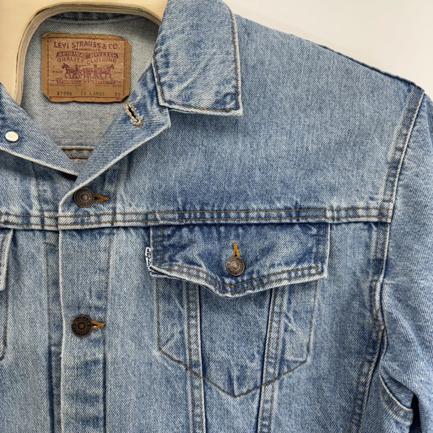 Vintage Levis Jacket Mens XL Blue Trucker Denim Western 80s Made in USA