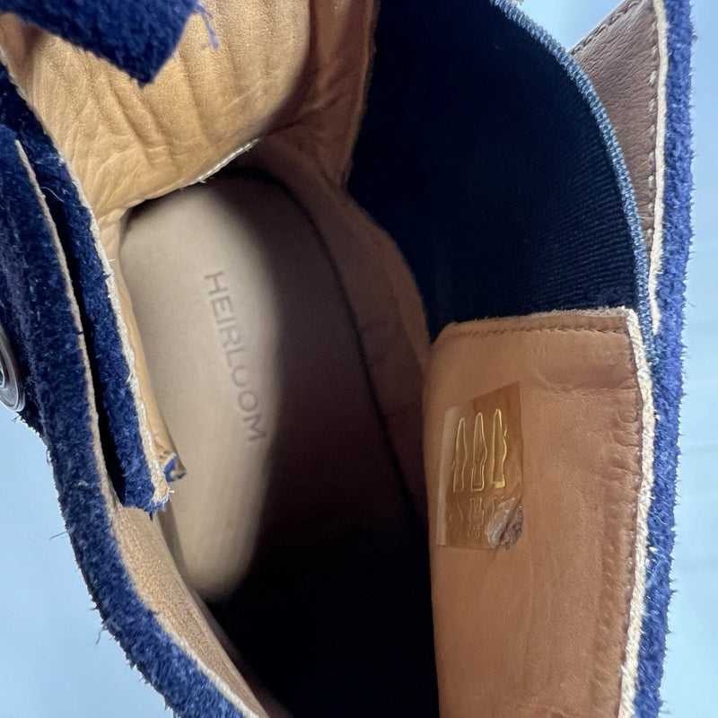 Heirloom NYC Men’s Navy Suede Boots Size 11 Crepe Sole Fringe Detail