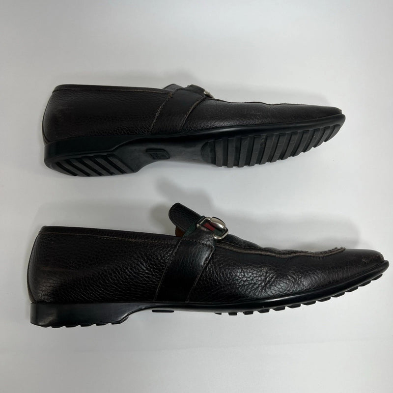 Gucci Men’s Black Leather Bit Loafers UK 8 (US 9) Horsebit Crest Medallion