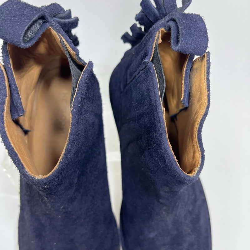 Heirloom NYC Men’s Navy Suede Boots Size 11 Crepe Sole Fringe Detail