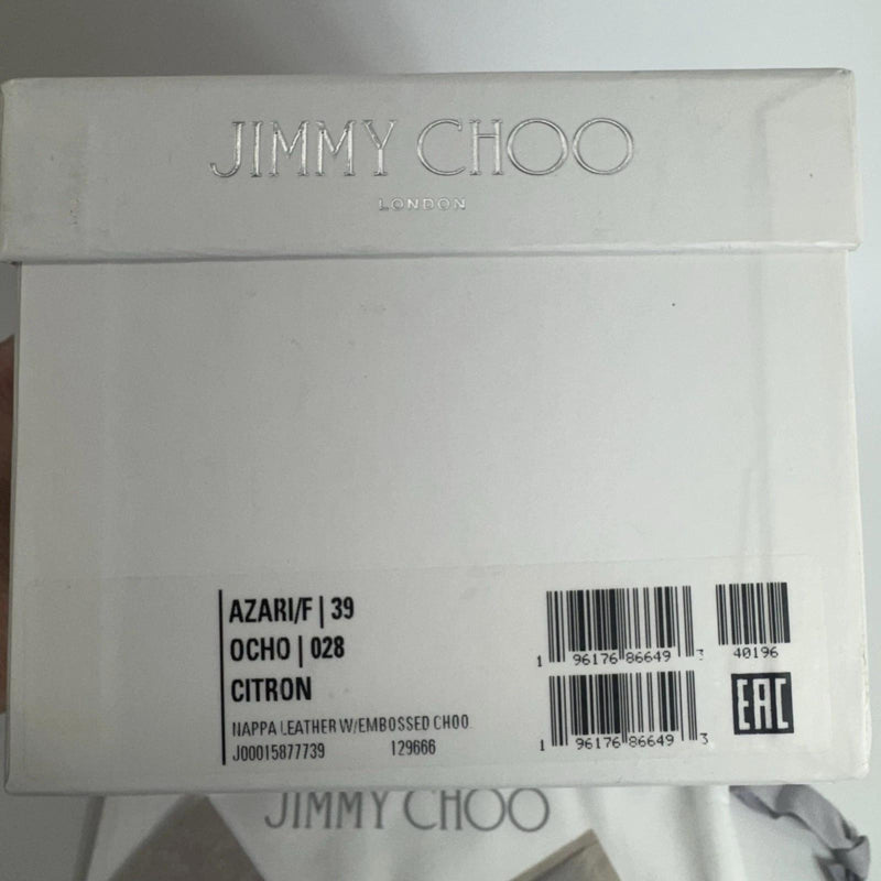 Jimmy Choo Azari Pool Slides US 8.5 (39) Citron Sandals Flats Logo