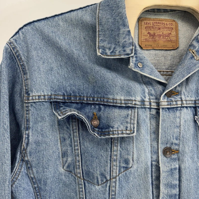 Vintage Levis Jacket Mens XL Blue Trucker Denim Western 80s Made in USA