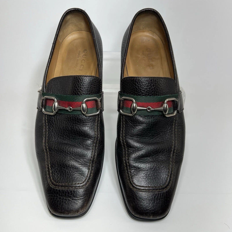 Gucci Men’s Black Leather Bit Loafers UK 8 (US 9) Horsebit Crest Medallion
