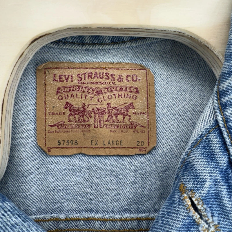 Vintage Levis Jacket Mens XL Blue Trucker Denim Western 80s Made in USA