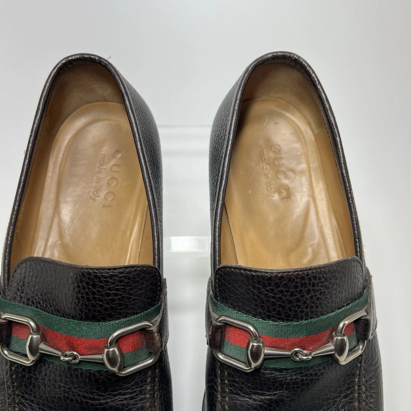 Gucci Men’s Black Leather Bit Loafers UK 8 (US 9) Horsebit Crest Medallion