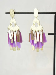 Kendra Scott Kitty Earrings Gold Lavender MOP Statement Fringe Dangle Drop