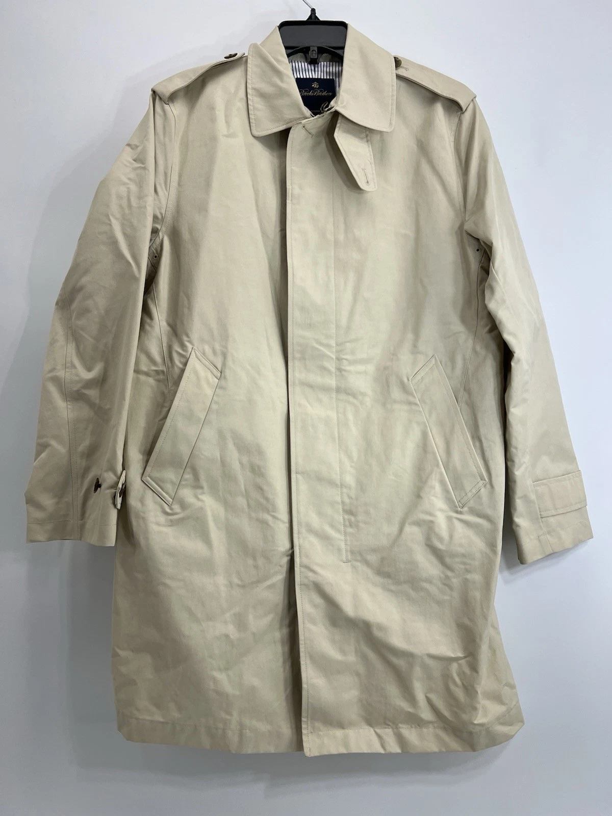 Brooks Brothers Driving Coat Men’s Cotton Tan Bemberg Cupro Lining Sz Small