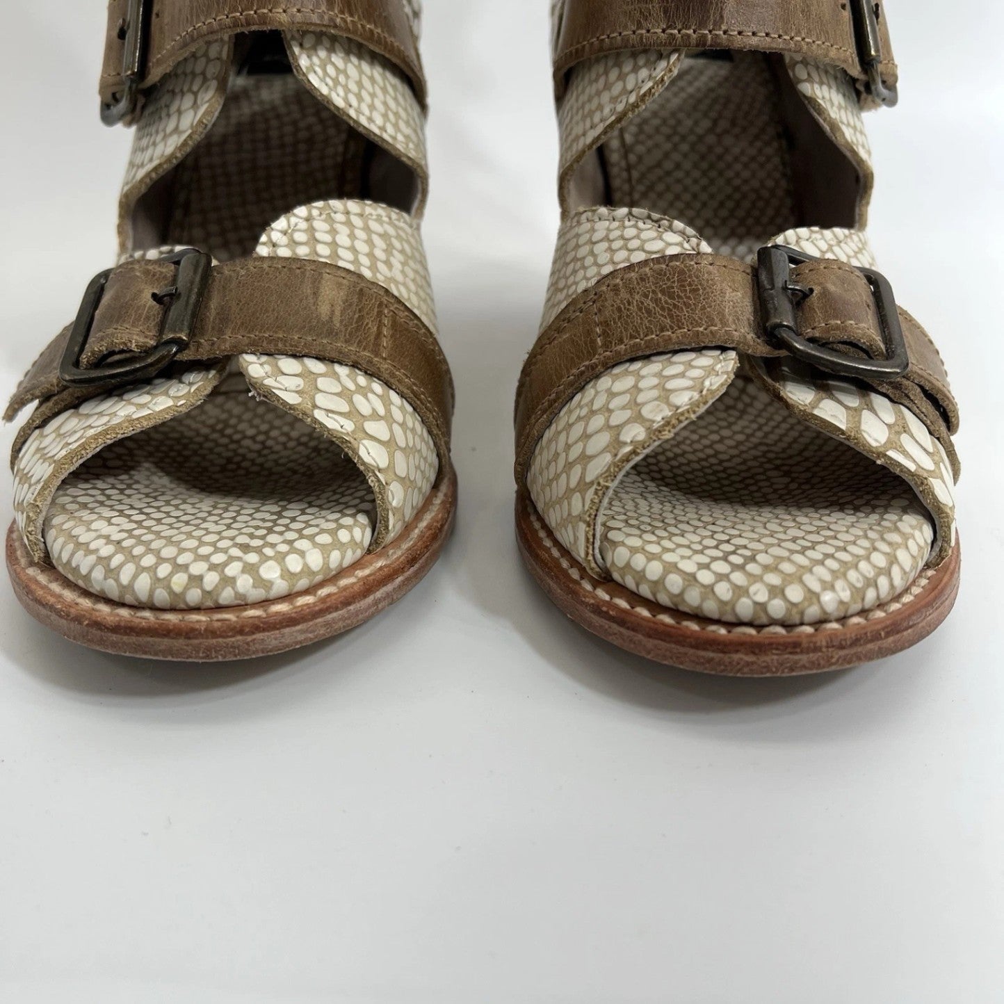 Freebird Bond Gladiator Snakeskin Leather White 10 Women Shoes Heels