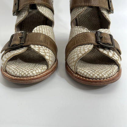 Freebird Bond Gladiator Snakeskin Leather White 10 Women Shoes Heels