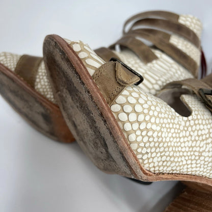 Freebird Bond Gladiator Snakeskin Leather White 10 Women Shoes Heels