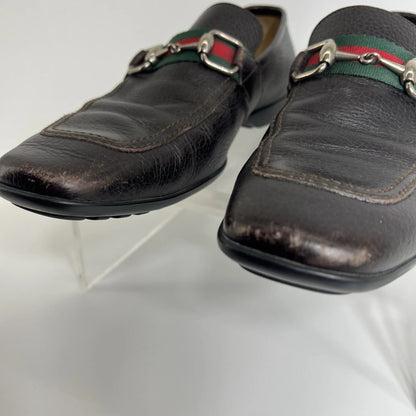 Gucci Men’s Black Leather Bit Loafers UK 8 (US 9) Horsebit Crest Medallion