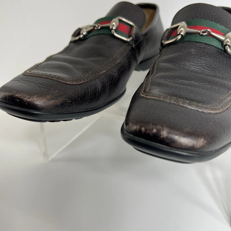 Gucci Men’s Black Leather Bit Loafers UK 8 (US 9) Horsebit Crest Medallion
