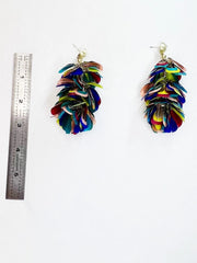 Kendra Scott Lenni Earrings Multi Color Feather Gold Statement Dangle Drop HTF