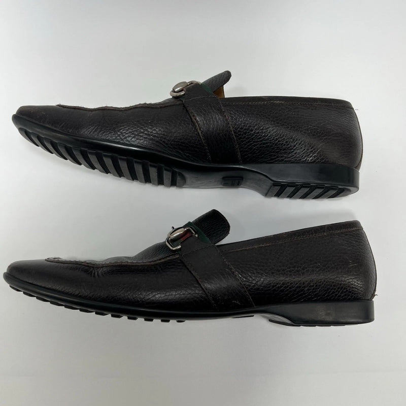 Gucci Men’s Black Leather Bit Loafers UK 8 (US 9) Horsebit Crest Medallion