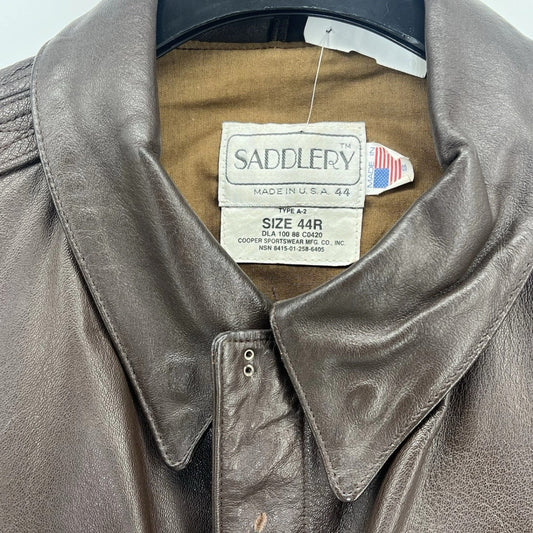 VTG Cooper A-2 Flight Jacket 44R Brown Goatskin Leather USAF Bomber USA