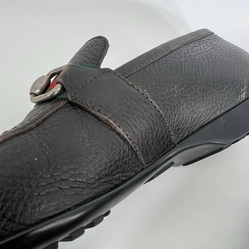 Gucci Men’s Black Leather Bit Loafers UK 8 (US 9) Horsebit Crest Medallion