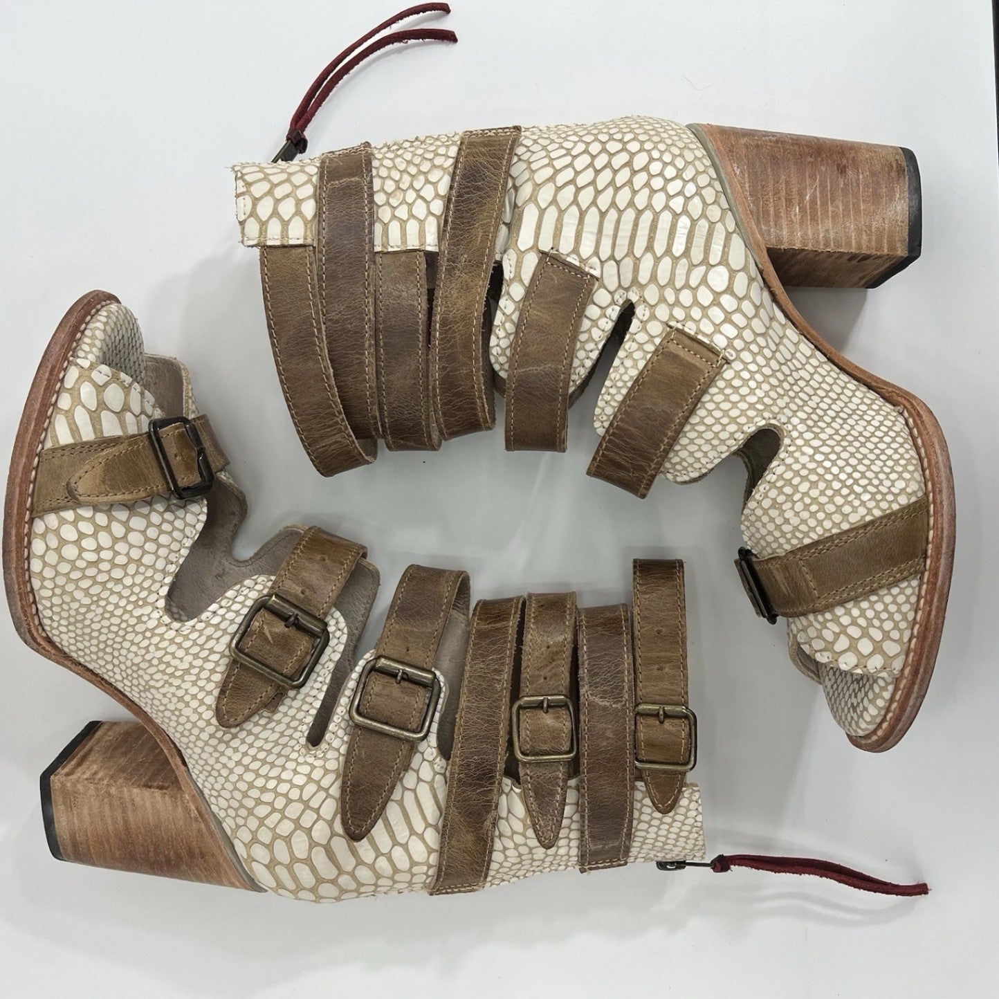 Freebird Bond Gladiator Snakeskin Leather White 10 Women Shoes Heels