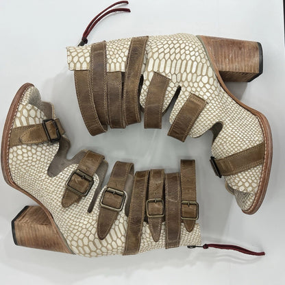 Freebird Bond Gladiator Snakeskin Leather White 10 Women Shoes Heels