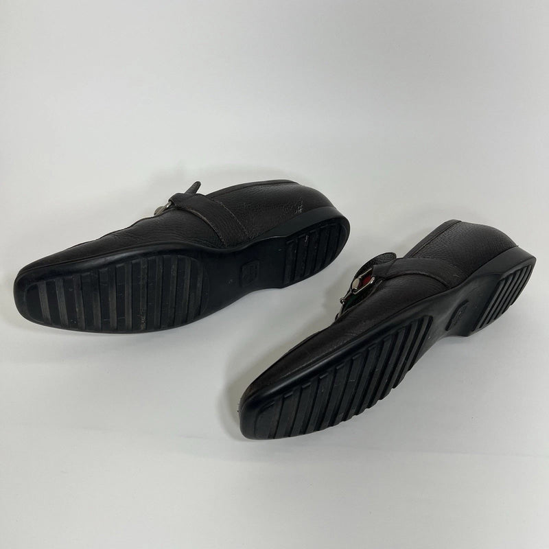 Gucci Men’s Black Leather Bit Loafers UK 8 (US 9) Horsebit Crest Medallion