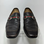 Gucci Men’s Black Leather Bit Loafers UK 8 (US 9) Horsebit Crest Medallion