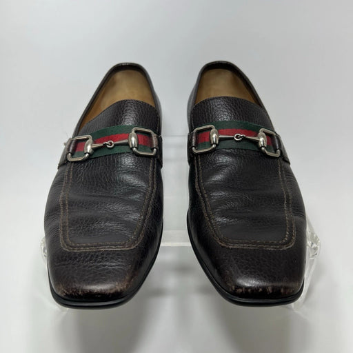 Gucci Men’s Black Leather Bit Loafers UK 8 (US 9) Horsebit Crest Medallion