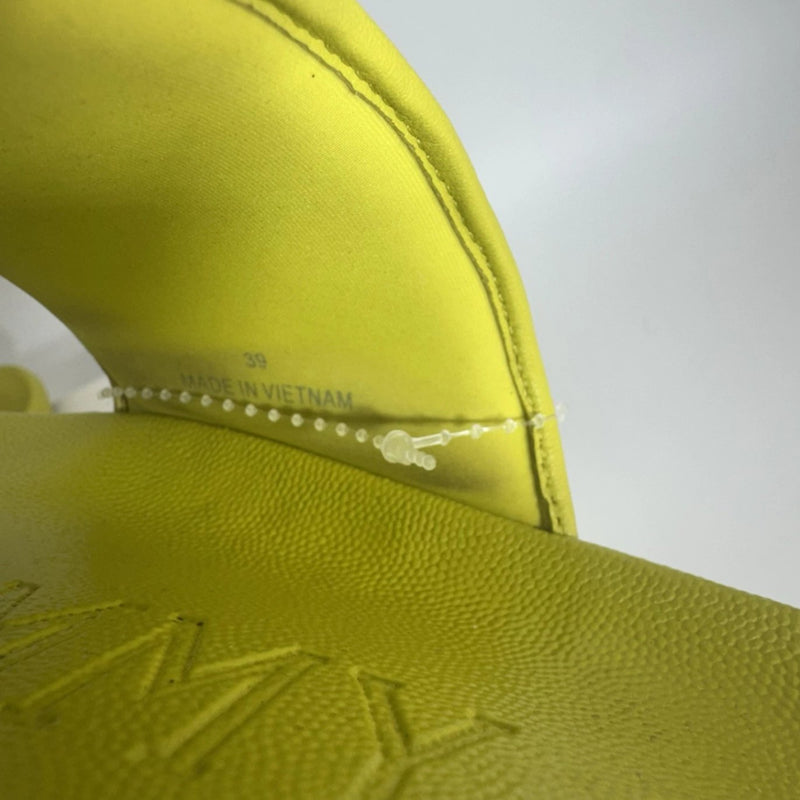 Jimmy Choo Azari Pool Slides US 8.5 (39) Citron Sandals Flats Logo