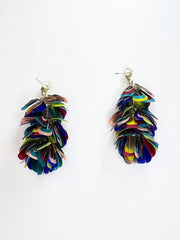 Kendra Scott Lenni Earrings Multi Color Feather Gold Statement Dangle Drop HTF