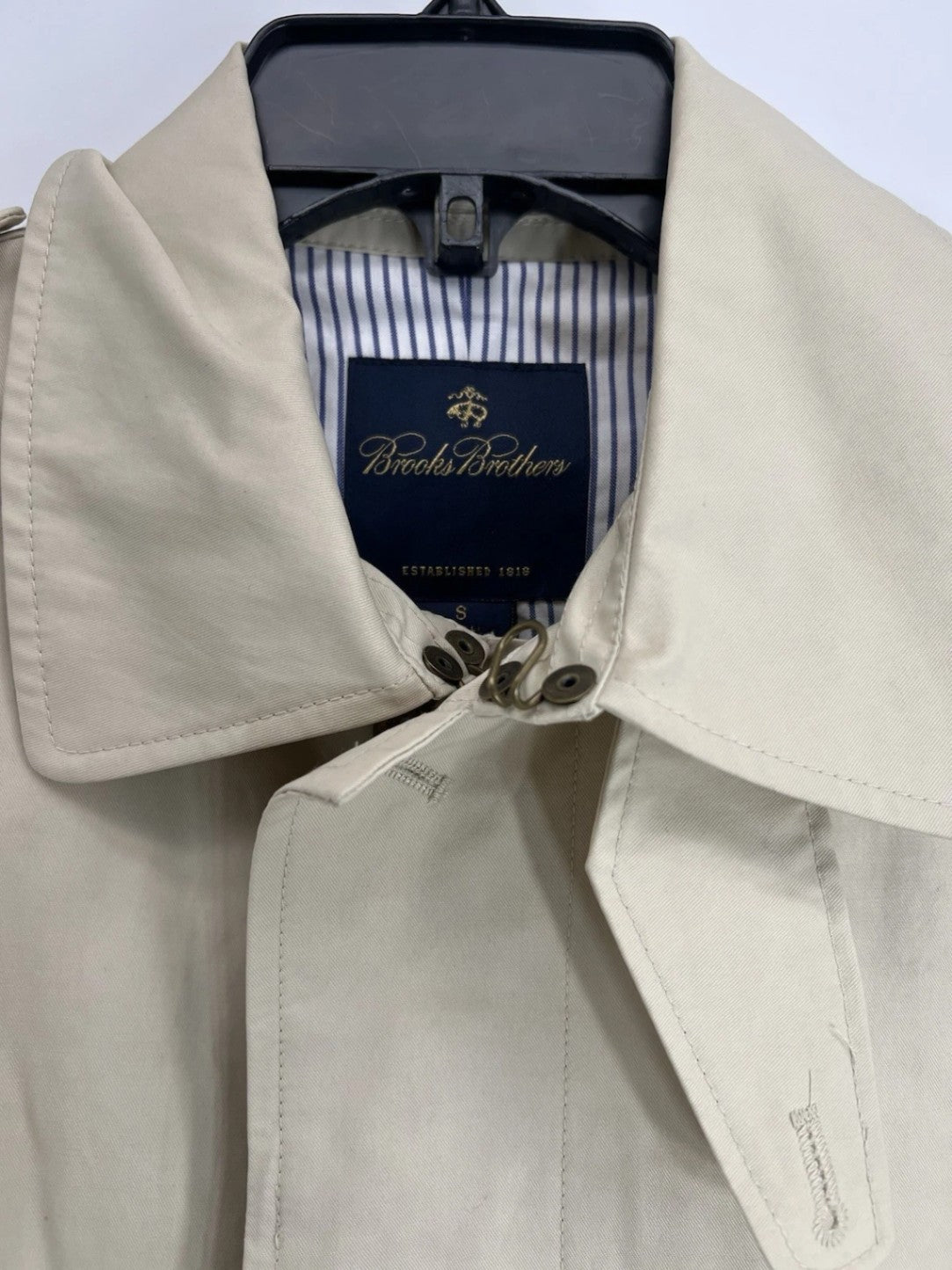 Brooks Brothers Driving Coat Men’s Cotton Tan Bemberg Cupro Lining Sz Small
