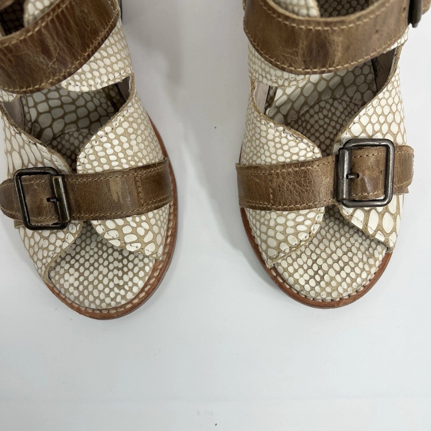 Freebird Bond Gladiator Snakeskin Leather White 10 Women Shoes Heels