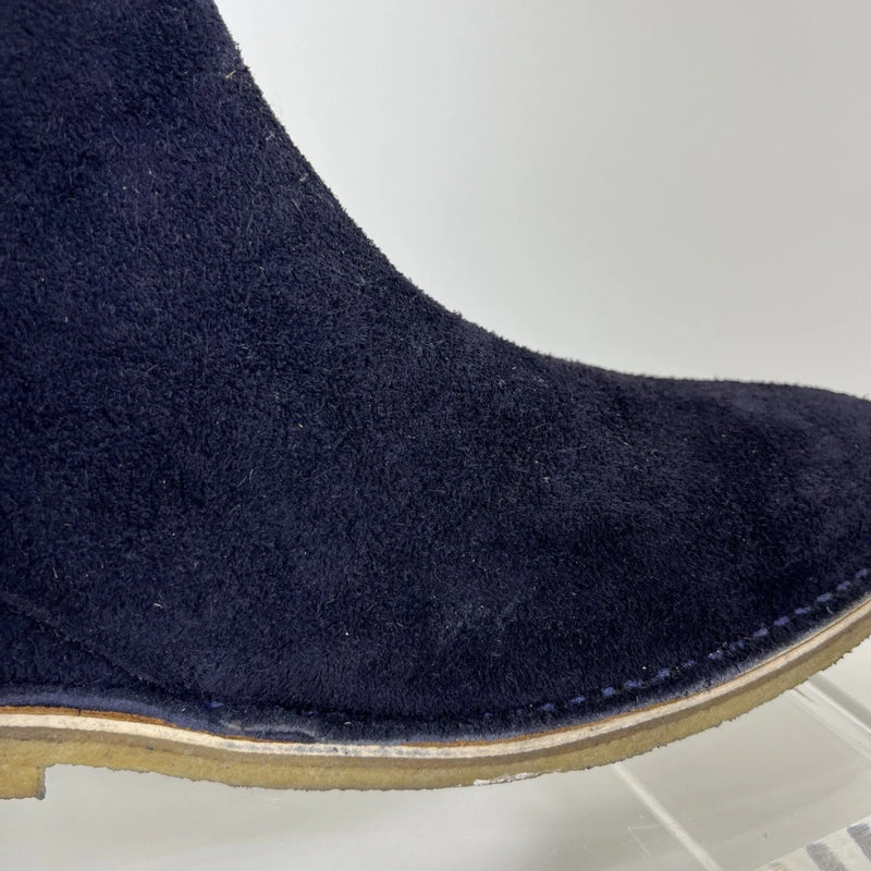 Heirloom NYC Men’s Navy Suede Boots Size 11 Crepe Sole Fringe Detail