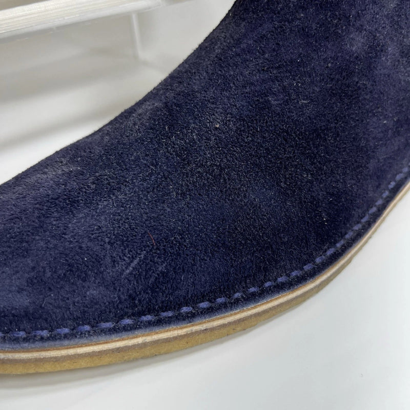 Heirloom NYC Men’s Navy Suede Boots Size 11 Crepe Sole Fringe Detail