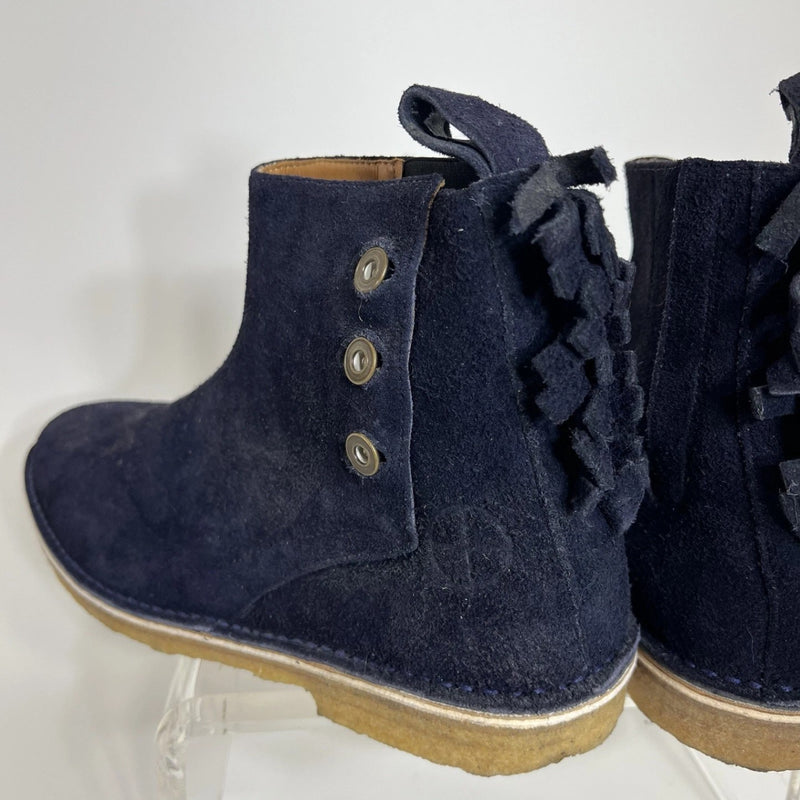 Heirloom NYC Men’s Navy Suede Boots Size 11 Crepe Sole Fringe Detail